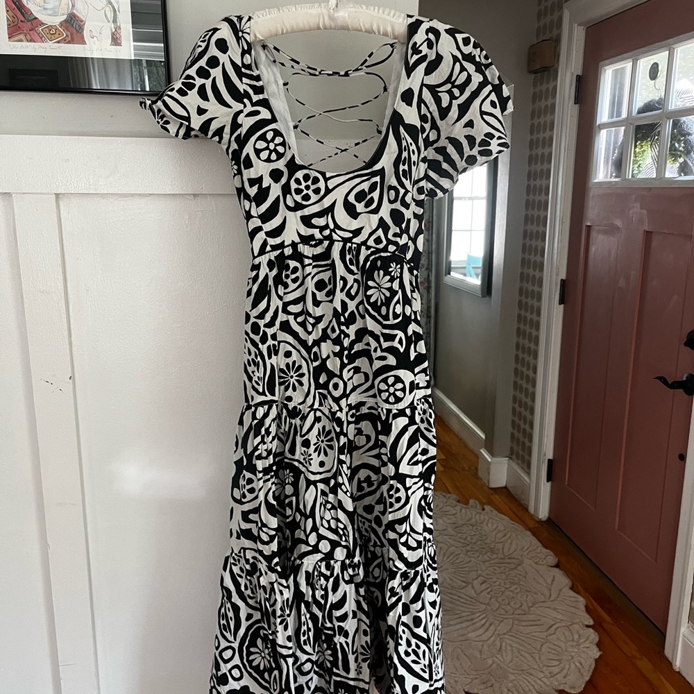 La Ligne Black and White Patterned open back dress - S